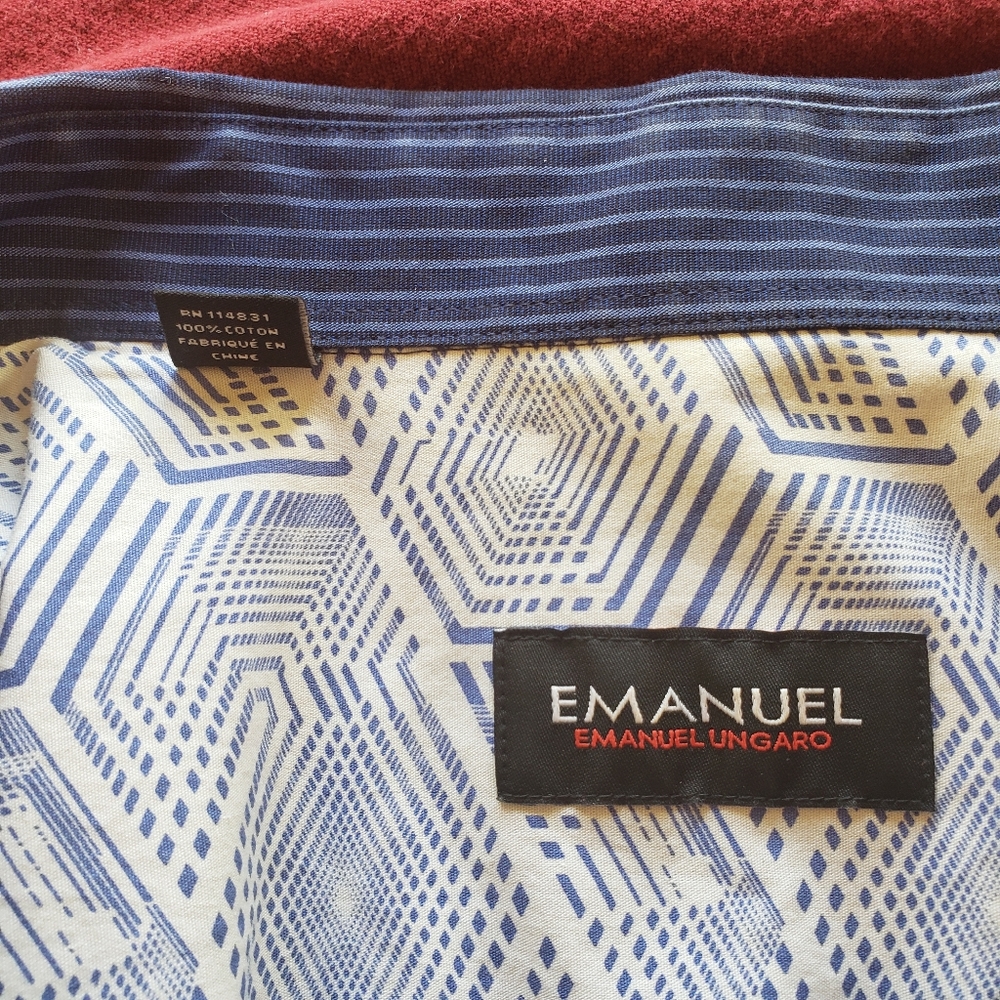 Emanuel Ungaro Men's Long Sleeve Blue Vertical Stripe Button Down Shirt Size XL - Picture 4 of 7